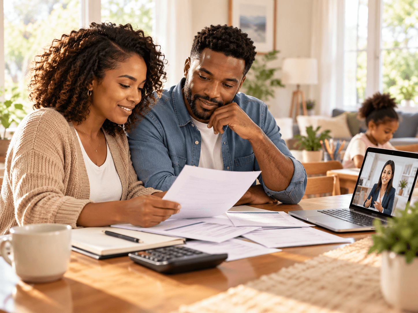 Family reviewing their information together